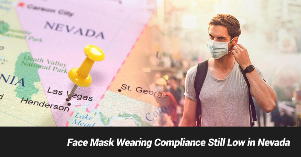 Nevada Map and Man with Face Mask in Public