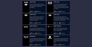 Available banking options at Spin Palace
