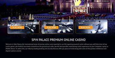 Spin Palace’s casino facilities.