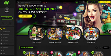 888 Casino home page
