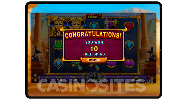 Image of Winning Free Spins in Cleopatra's Fortune