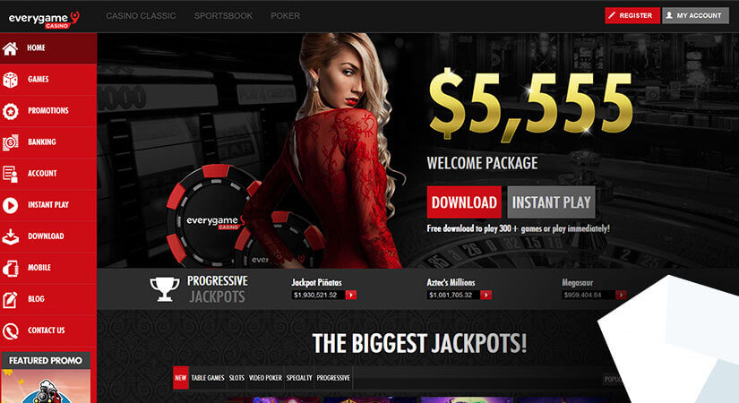 Image of Evergame Casino Homepage and Welcome Bonus up to $5,555