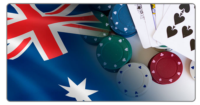 Image of Australian Flag and poker cards