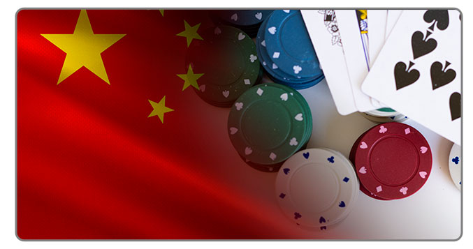 Image of Chinese Flag and poker cards