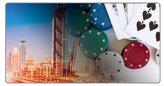 Image of Dubai and poker cards