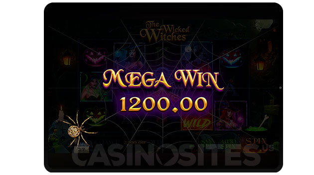 Image of Mega Win in Wicked Witches Slots Game